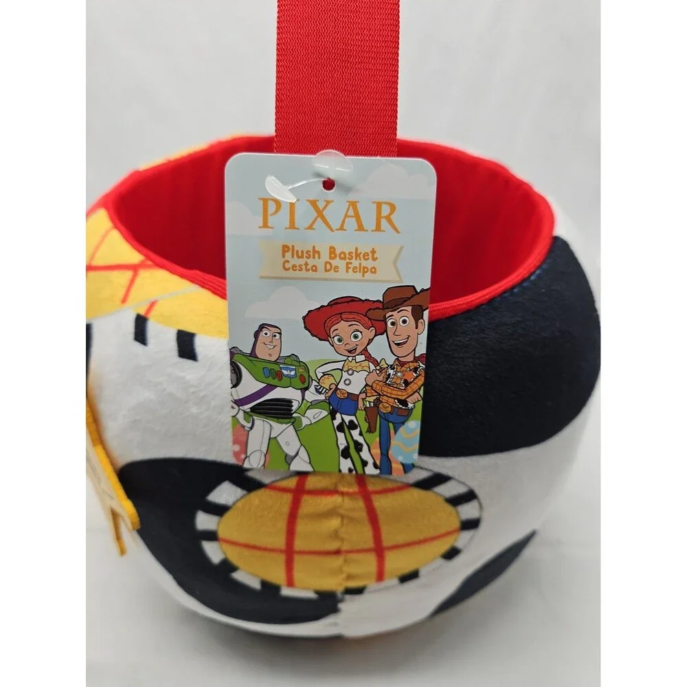 Pixar Toy Story Woody Plush Basket w/ Handle Round Multicolor Halloween